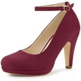 thumbnail image 1 of BLISSFUL STEP Women's Round Toe Stiletto High Heel Ankle Strap Pumps, 1 of 7