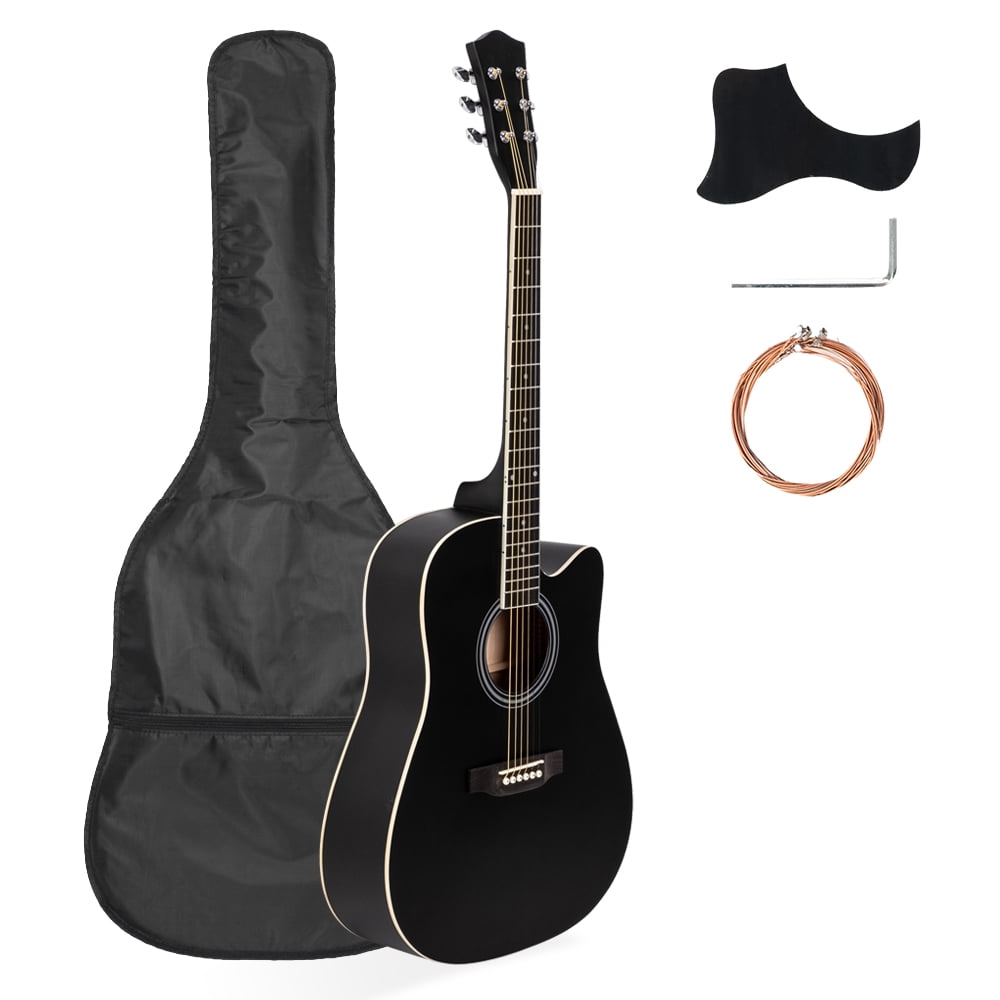Lowestbest 41" Full Size Cutaway Acoustic Guitar 20 Frets Beginner Kit for Students Adult with Bag Cover Wrench Strings, Black Lowestbest 41" Full Size Cutaway Acoustic Guitar 20 Frets Beginner Kit for Students Adult with Bag Cover Wrench Strings, Black