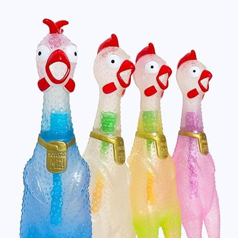 Animolds Screaming Rubber Chicken Novelty Toys, Tie Dye, Set of 6