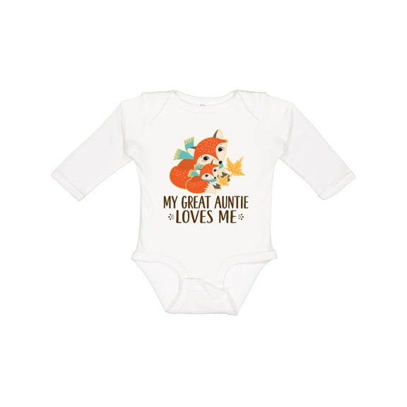 Inktastic Great Auntie Loves Me Fox Boys or Girls Long Sleeve Baby Bodysuit