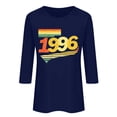 thumbnail image 4 of HOMBOM Tops for Women Graphic Summer T-Shirts 3/4 Sleeve Retro 1996 Print Crew Neck Casual Blue Ladies Graphic Tees, 4 of 4