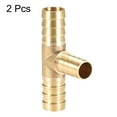 thumbnail image 3 of 10mm x 6mm x 10mm Brass Hose Reducer Barb Fitting Tee T-Shaped 3 Way Barbed Connector Air Water Fuel Gas 2 pcs. 12mm x 10mm x 12mm, 3 of 3