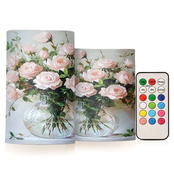 BZSMCE Flameless Candles LED Lights Blush Roses Creativity Battery Candles