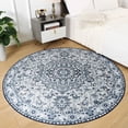 thumbnail image 3 of TWINNIS Round Boho Rug for Living Room Persian Rug Vintage Round Area Carpet for Bedroom,Blue,5'x5', 3 of 7
