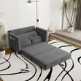 thumbnail image 4 of S-HOME Multi-Functional Corduroy Loveseat Sofa Bed, 2-Seater Two-Form Conversion with Side Storage, for Small Apartments and Living Rooms, Grey, 4 of 16