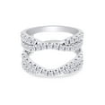 thumbnail image 2 of 1.00 CT Round Cut White Cubic Zirconia Enhancer Double Guard Ring In 14K White Gold Plated Sterling Silver (Color: White, Clarity: VVS1-VVS2, 1.00 Cttw) -4, 2 of 9