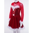 thumbnail image 4 of MSemis Kids Ballet Dance Costume Ice Figure Roller Skating Dress Christmas Santa Xmas Holiday Red 16, 4 of 7