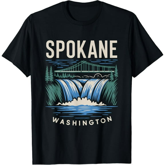 Spokane Washington Waterfall | Vintage Bridge Souvenir T-Shirt
