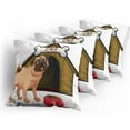 thumbnail image 5 of Ambesonne Pug Throw Pillow Cover 4 Pack, Dog House Cartoon Style, 24", Pale Coffee Sand Brown, 5 of 7