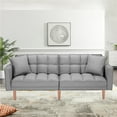 thumbnail image 1 of Modern Tuft Futon Couch Convertible Loveseat Sleeper Reclining Sofa Bed Twin Size with Arms and 2 Pillows for Living Room, Light Grey, 1 of 9