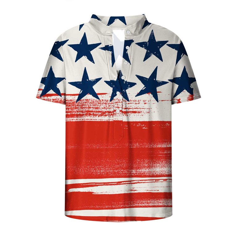 SOOMLON Men's 4th of July Shirts Patriotic American Flag Shirts for Men  Shirts Summer Beach T-Shirt Print Pullover Fitness Sport T-Shirt Round Neck  Short Sleeve Wine L 