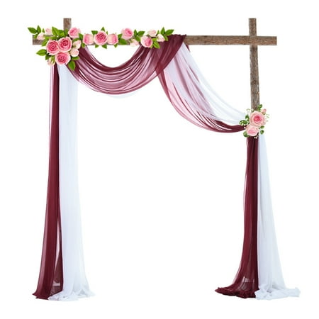 Image of Wedding Arch Draping Fabric Wedding Arch Drapes Sheer Backdrop Curtain for Wedding Ceremony Party Ceiling Decor