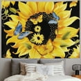 thumbnail image 2 of Orinice Sunflower Butterflies Black Background Tapestry Wall Hanging Unique Style Home Wall Decor Art Living Room Bedroom Apartment Farmhouse Dorm 4 Sizes Available 50x40inch, 2 of 6