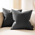 thumbnail image 2 of Phantoscope Faux Leather Woven Throw Pillows, Modern Farmhouse Decorative Accent Pillows, Dark Gray, 18 x 18 in, Set of 2, 2 of 6