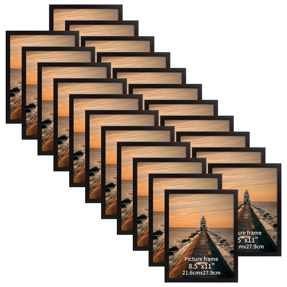 8.5x11 Picture Frame Set of 22, Black Classic Photo Frame for Wall or Tabletop