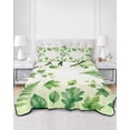 thumbnail image 2 of Quilts King Size Bedding Set, Spring Botanical Lightweight Quilted Comforter, Watercolor Ivy Ferns Leaves Ombre Green Soft Reversible Bedspread Coverlet with Pillow Covers for All Season, 96" x 106", 2 of 7