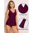 Charmo Womens Wrapped V Neck Swim Tops Built in Bras Tanikini Tops