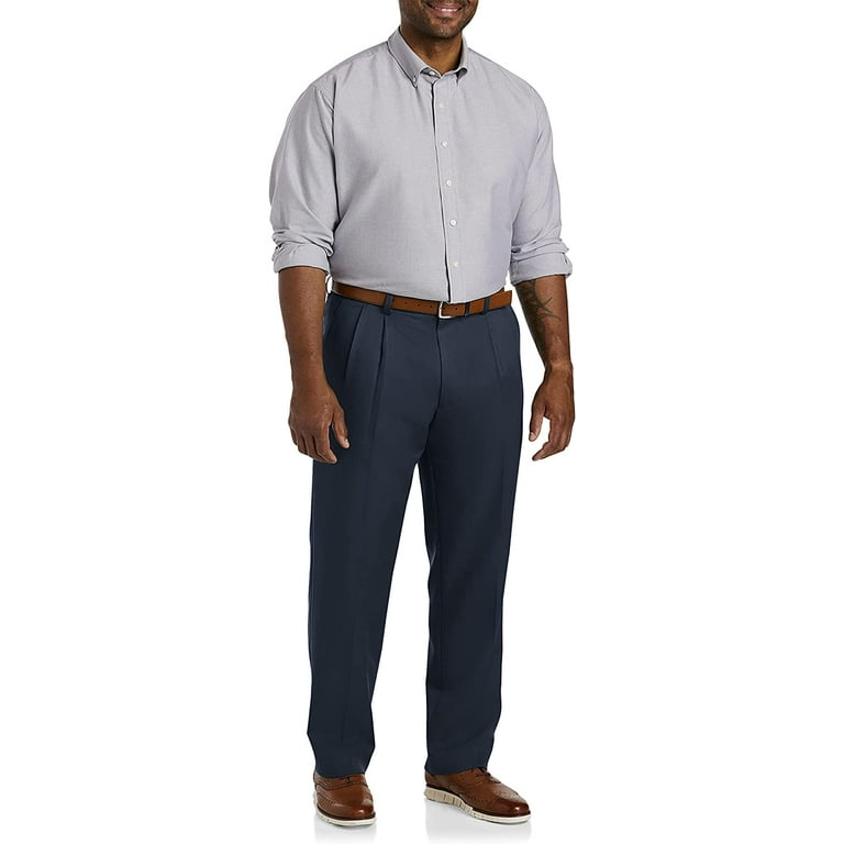 Big Tall Essentials by DXL Men s Big and Tall Men s Pleated Dress Pants Navy 52W x 30L 52 x 30