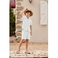 thumbnail image 6 of Arshiner Boys 2Pcs Summer Outfits Short Sleeve Button Down Shirt and Shorts Set Kids Clothes 7-8 Years, 6 of 8