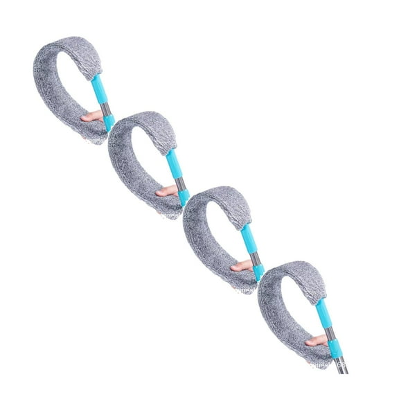 4Pcs Retractable Gap Dust Cleaner with Extension Pole(30-100"), Cleaning Tools with 4 Microfiber Dusting Cloth, Premium Long Handle Duster for Cleaning Hard-to-Reach or Tight Places(Grey,48.5x3.3")