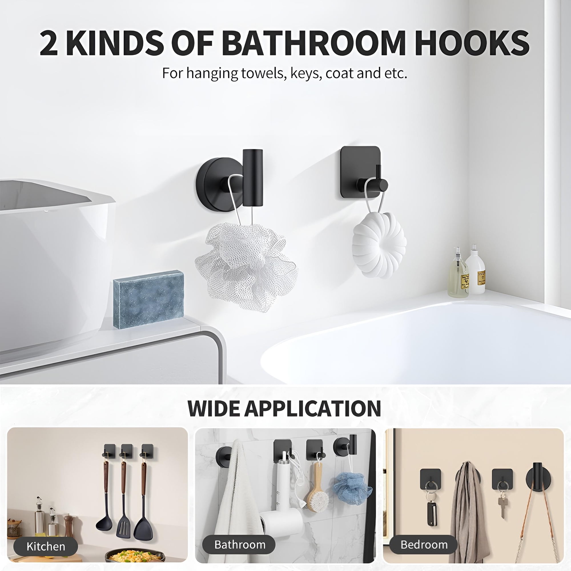 INSMART 7 PCS Bathroom Hardware Set,Black Stainless Steel Bathroom Tower Rack Set Wall Mounted,Includ Towel Bar, Towel Ring Towel Hook and Toilet Paper Holder
