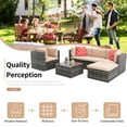 thumbnail image 2 of iRerts 6 Pieces Outdoor Sectional Sofa Patio Furniture Sets, Wicker Rattan Outdoor Patio Conversation Sets with 2 Pillows and Coffee Table, Patio Sofa Sets for Yard Backyard, Gray Wicker+Beige Cushion, 2 of 8