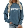 thumbnail image 2 of Arlun Oversized Los Angeles Sweatshirts for Women Trendy Plus Size Crewneck Letter Print Pullovers Loose Fit Comfortable Soft Basic Trendy Hoodless Tops Blue M, 2 of 4