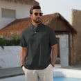 thumbnail image 4 of Fexilor Men's Short Sleeve Button Henley Shirts, Stand Collar Casual and Dress Tops with Pocket, 4 of 5