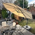thumbnail image 2 of PURPLE LEAF Parasol Déporté Rond de 3,35 m (11 Pi), Grand Parasol Suspendu en Aluminium avec Rotation à 360°, Réglable, pour Jardin et Piscine, Beige, 2 of 8