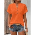 thumbnail image 4 of T Shirts For Women Orange Womens Tops Fashion V Neck With Mesh Cut Out Short Sleeved Elegan Casual Pullover Daily Comfortable Summer Tops, 4 of 7
