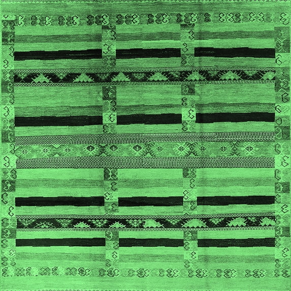 Ahgly Company Indoor Square Southwestern Emerald Green Country Area Rugs, 6' Square