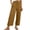 Coffee, variant on Kelon Women's Casual Pants, Women Linen Cropped Pants Summer Elastic High Waisted Linen Capri Pants Casual Loose Cropped Pant with Pockets, S