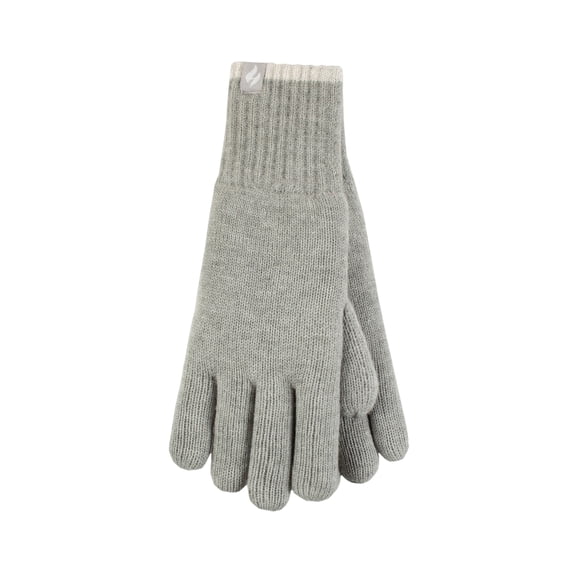 Women's Heat Holders Heatweaver Sparkle Striped Gloves Color: Light Gray Size: L-XL