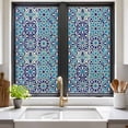 thumbnail image 2 of Vintage Morocco Window Privacy Film, Traditional Tribal Abstract Geometric Blue Static Cling UV Sun Blocking Heat Control Window Tint Day and Night, Non-Adhesive One Way Privacy Cover 17.7''x39.3'', 2 of 7
