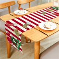 thumbnail image 1 of Merry Christmas Snowflakes Poinsettia Red Stripes Decorative Table Runner for Home Dining Table Festival Party Multiple Size, 1 of 4