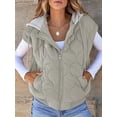 thumbnail image 5 of Women Cropped Hooded Zip Up Quilted Sleeveless Jackets Fall Light-Weight Coat with Pockets Gray M, 5 of 8