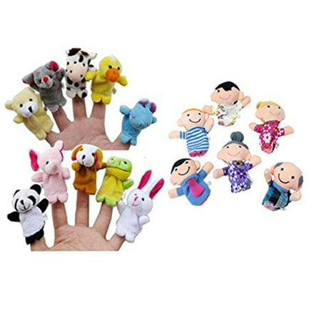 MIARHB 16Pc Finger Puppets Animals People Family Members Educational Toy