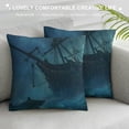 thumbnail image 3 of GOSMITH Ocean Pillows Dolphins Approach The Wreckage of Sunken Ship Undersea Maritime Water Blue Pillow Cover Decorative Square Accent Throw Pillow Case for Sofa Chair, 3 of 5