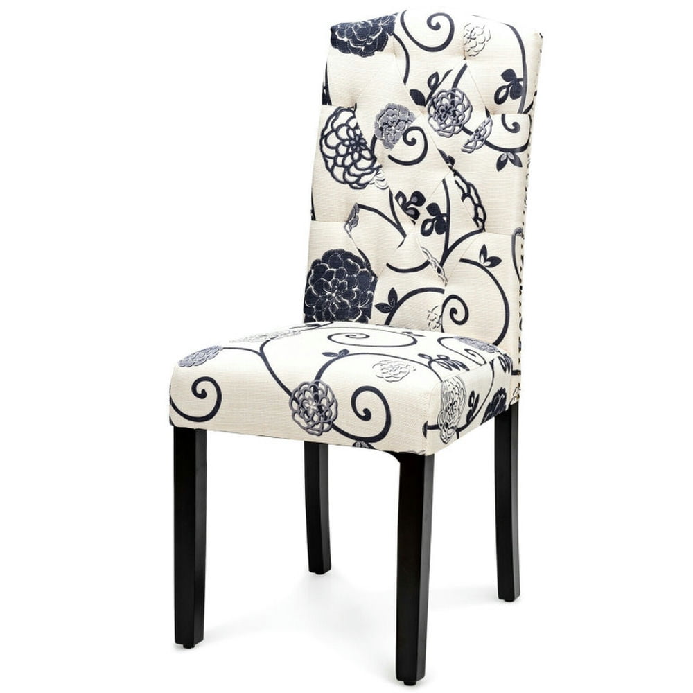 Demi Bonn Set of 2 Tufted Upholstered Dining Chairs with Backrest, White