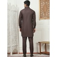 thumbnail image 3 of Punjabi Kurta Pajama Set Pathani Solid Color Indian Wear for Men (Coffee, 3XL), 3 of 8