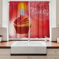 thumbnail image 2 of Ambesonne Abstract Kitchen Curtains, Party Cupcake Sun, 55"x39", Ruby Red and Orange, 2 of 3