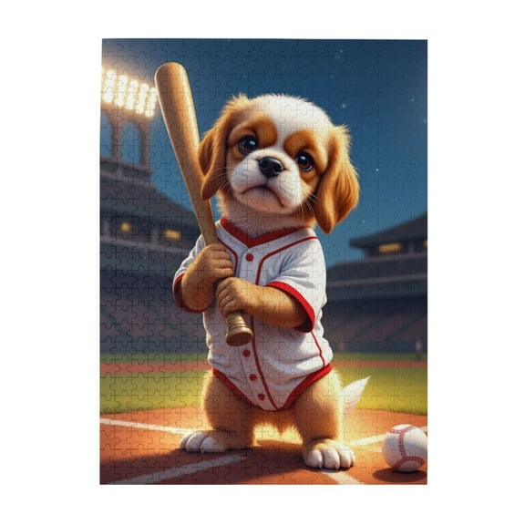500 Piece Baseball Puppy Jigsaw Puzzle For Adults Fun & Challenging Brain Teaser Adorable Artwork Quality Pieces Great Gift Idea Home Decor