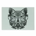 thumbnail image 1 of Fox Cutting Board, Ornamental Fox Face with Tree Leaves Oval Shapes Dots Floral Curves Art Print, Decorative Tempered Glass Cutting and Serving Board, Small Size, Grey Black White, by Ambesonne, 1 of 1