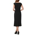 thumbnail image 3 of INSPIRE CHIC Women's Formal Sheath Dress Ruched Boat Neck Cap Sleeve Elegant Work Office Dresses S Black, 3 of 4