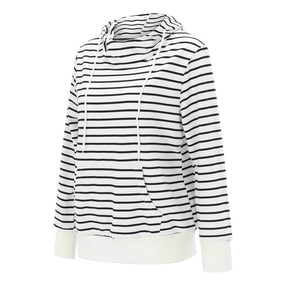 Vedolay Womens Sweatshirts Womens Casual Striped Sweatshirt Oversized Long Sleeve Pullover Tops with Pockets,White XXL