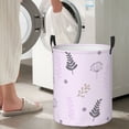 thumbnail image 4 of DouZhe Waterproof Collapsible Large Laundry Baskets, Pink Boho Plants Drawing Prints Circular Hamper with Handles, 4 of 7