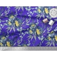 thumbnail image 3 of Soimoi Blue Velvet Fabric Leaves & Peony Floral Decor Fabric Printed Yard 60 Inch Wide, 3 of 3