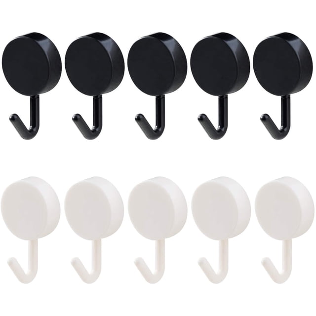 Adhesive Hooks, Key Hooks for Wall Key Holder Rack Decorative Self Adhesive Wall Hooks for Entryway Door Bathroom Kitchen (5 Black+5 White)