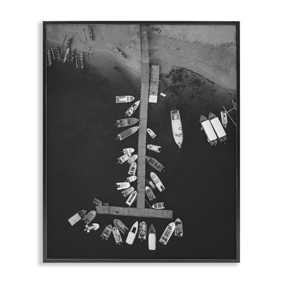 Stupell Industries Aerial View of Docked Boats Transportation Photography Black Framed Art Print Wall Art, 11 x 14