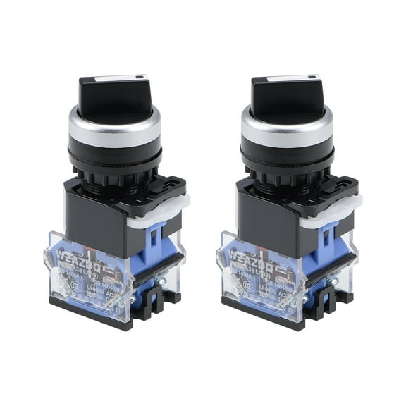 Uxcell Rotary Selector Switch 2 Positions 2NC Self-Lock AC 600V 10A 22mm Panel Mount 2pcs